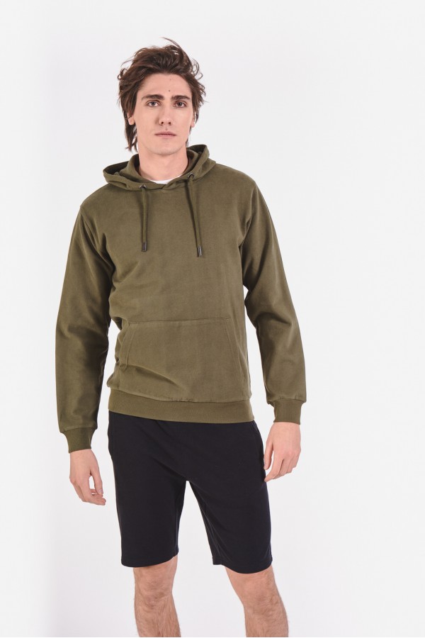 Bluza khaki z kieszenią typu kangur Bluza khaki z kieszenią typu kangur