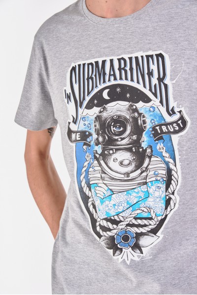 T-shirt z melanżowego materiału z motywem nurkowania T-shirt z melanżowego materiału z motywem nurkowania