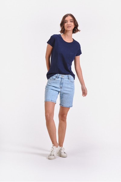 Gładki t-shirt z kieszonką na piersi Gładki t-shirt z kieszonką na piersi