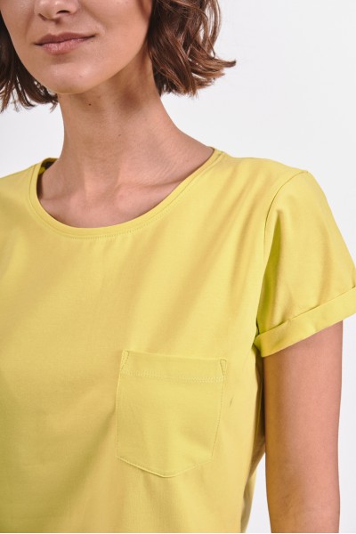 Gładki t-shirt z kieszonką na piersi Gładki t-shirt z kieszonką na piersi