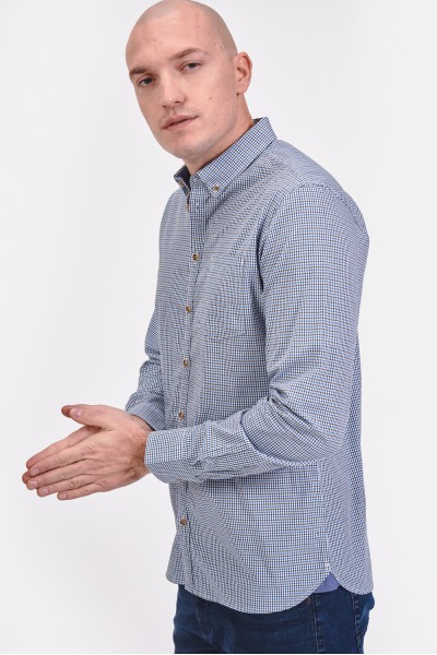 Bawełniana koszula slim w drobną kratę Bawełniana koszula slim w drobną kratę