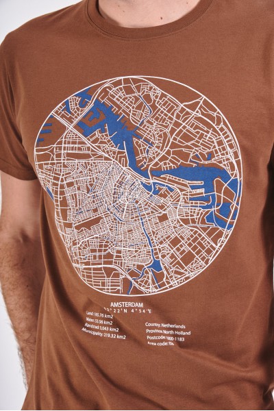 Bawełniana koszulka z mapą Amsterdamu Bawełniana koszulka z mapą Amsterdamu