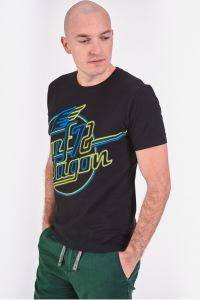 Bawełniana koszulka z nadrukiem stylizowanym na neon Bawełniana koszulka z nadrukiem stylizowanym na neon