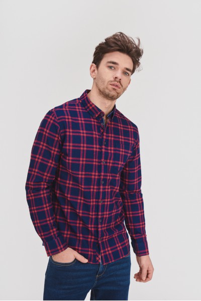 Bawełniana koszula slim w kratę Bawełniana koszula slim w kratę