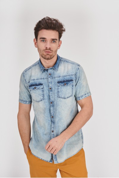 Koszula slim w kolorze jasnego denimu Koszula slim w kolorze jasnego denimu