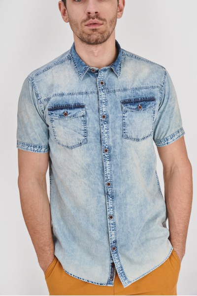 Koszula slim w kolorze jasnego denimu Koszula slim w kolorze jasnego denimu