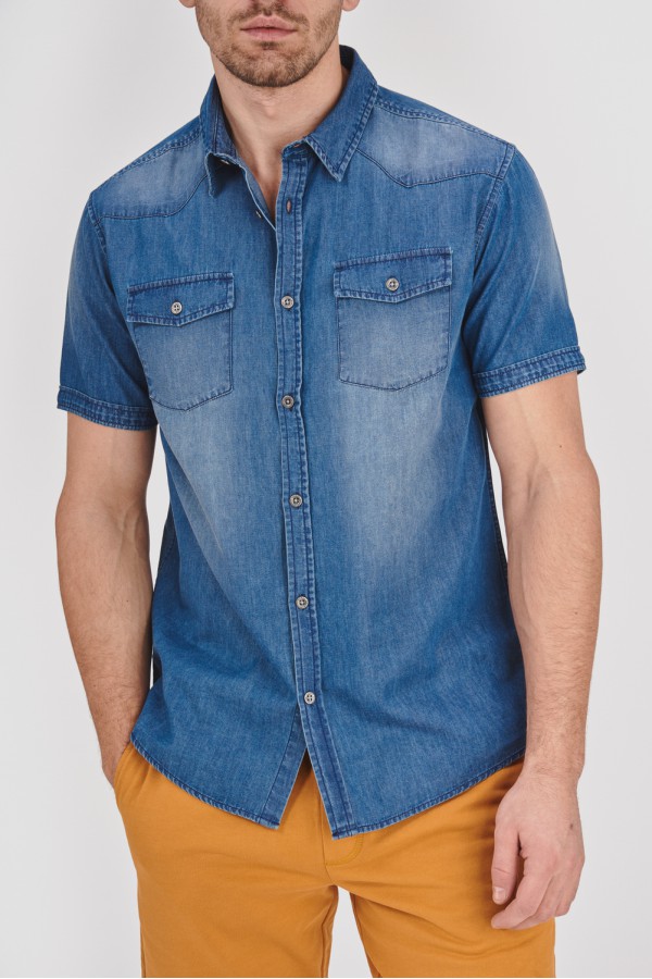 Koszula slim w kolorze denimu Koszula slim w kolorze denimu