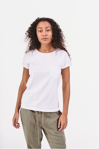 Gładki t-shirt z kieszonką na piersi Gładki t-shirt z kieszonką na piersi