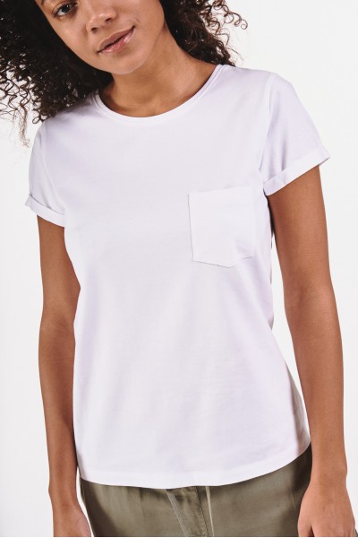 Gładki t-shirt z kieszonką na piersi Gładki t-shirt z kieszonką na piersi