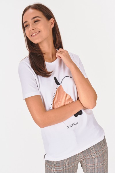T-shirt z połyskującym nadrukiem T-shirt z połyskującym nadrukiem