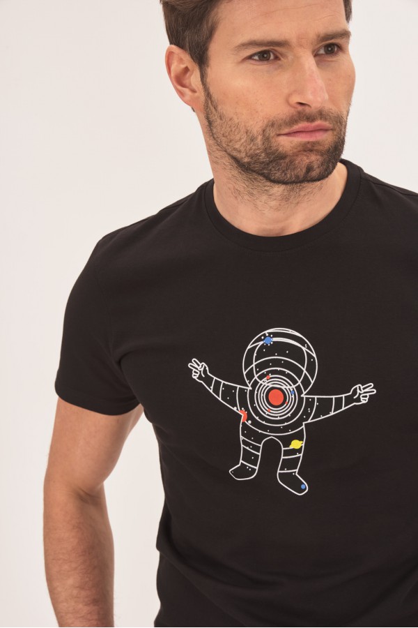 Koszulka z komiksowym nadrukiem astronauty Koszulka z komiksowym nadrukiem astronauty