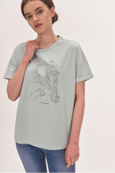 T-shirt z obniżoną linią ramion