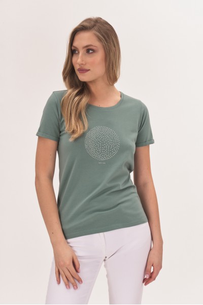 Bawełniany t-shirt z kryształkami Bawełniany t-shirt z kryształkami